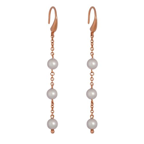 Boucles d'oreilles pendantes PERLES Doré & Blanc