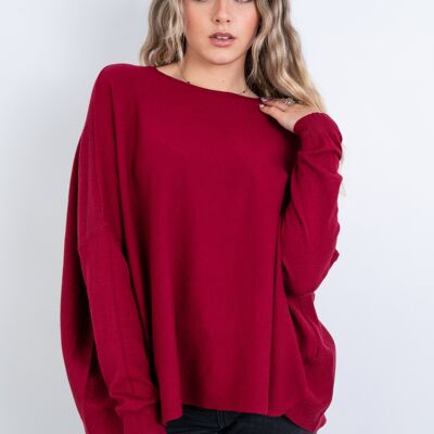 Pull uni manches longues rouge