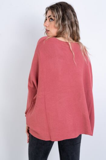 Pull uni manches longues rose 3