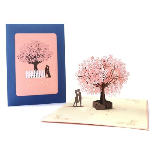 Pop Up Valentine - Invitation Love Card Sakura Tree Photo Frame