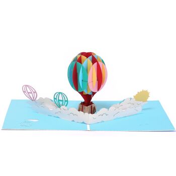 Carte de voeux pop-up avec des montgolfières colorées pour l'anniversaire et l'invitation de la fête des mères 2