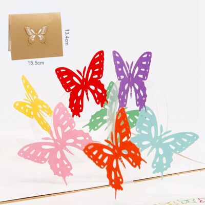 Tarjeta de felicitación emergente 7 mariposas voladoras
