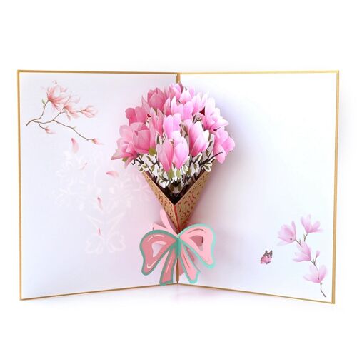 Pop-up bloemenkaart boeket Magnolia