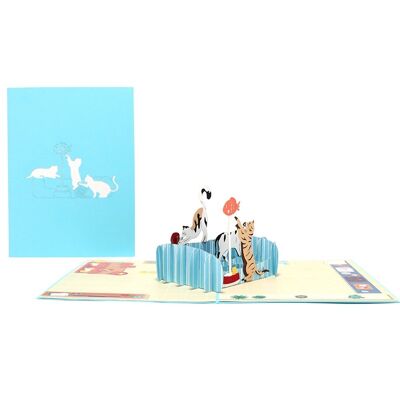 Pop-up Animal card playing cats