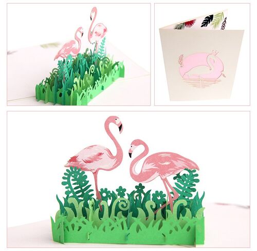 Pop-up  Liefdeskaart Hallo flamingo