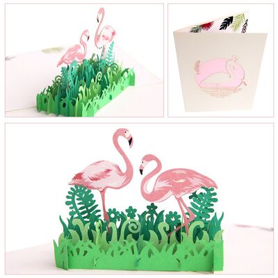 Carte d'amour pop-up Hello Flamingo