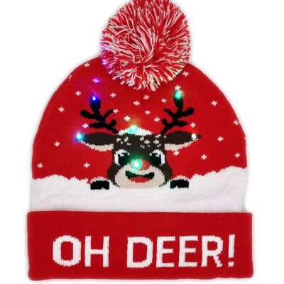 Bonnet de Noël avec lumières clignotantes "Oh Deer"