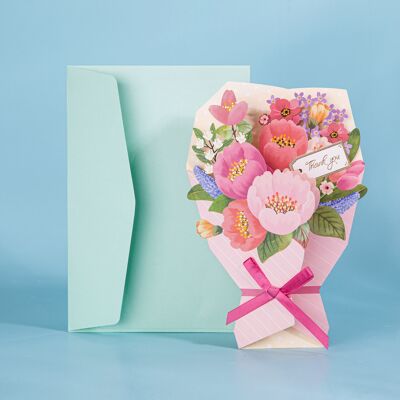 Pop-up-Dankeskarte mit einem Blumenstrauß