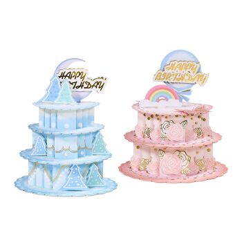 Carte d'anniversaire pop-up avec gâteau d'anniversaire 3D Girl 2