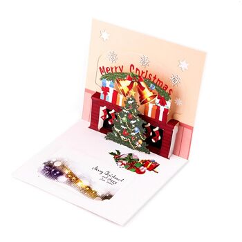 Carte de Noël pop-up Noël Cosy près de la cheminée Sapin de Noël et cadeaux avec panneau de message 2