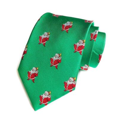 Cravate de Noël "Verte avec Père Noël"