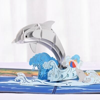 Pop up XL animal card Dolphin - Swimming diploma