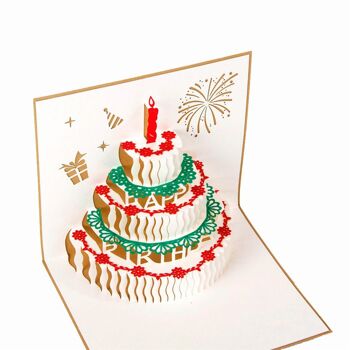 Pop up carte de voeux gâteau d'anniversaire joyeux anniversaire 1