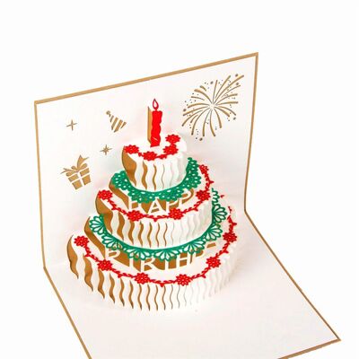 Pop up greeting card birthday cake Happy birthday