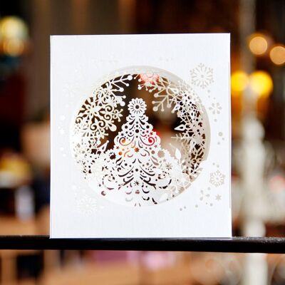 Pop Up Romantic Snowflakes Greeting Card with Message Panel