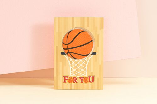 Pop-up Felicitatie kaart basketbal Voor jou