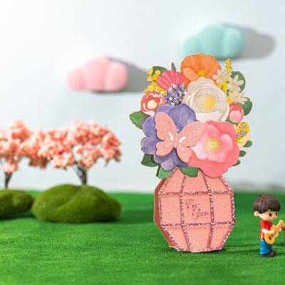 Pop-up Congratulation card vase with flowers for you