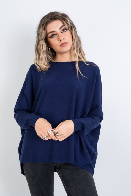 Blue long sleeve solid colour jumper