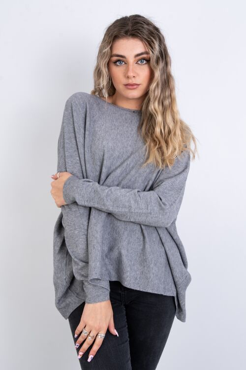 Grey long sleeve solid colour jumper