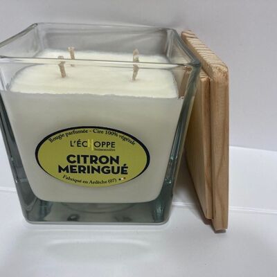 BOUGIE PARFUMEE CIRE 100 % VEGETALE SOJA - 10X10 4 MECHES 350 G CITRON MERINGUE