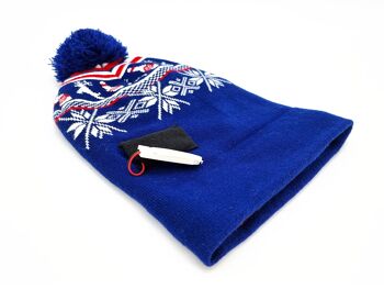 Bonnet de Noël avec lumières clignotantes "Motifs bleus" 5