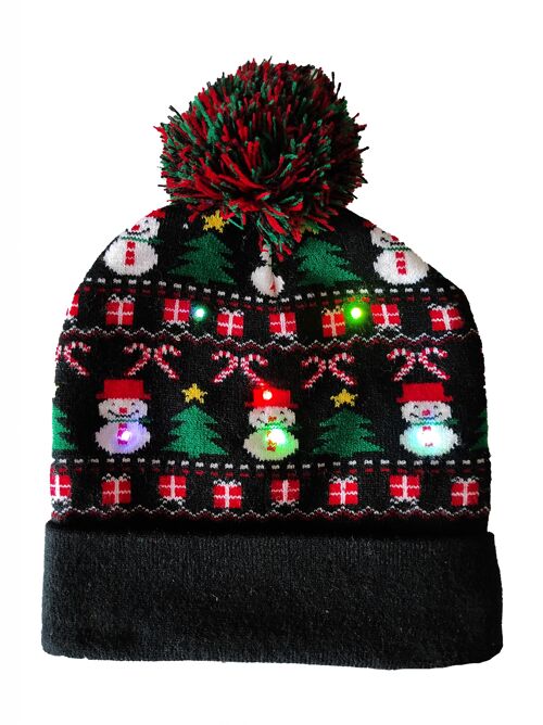 Christmas beanie with blinking lights "Black Christmas motives"