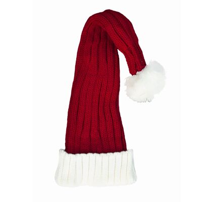 Gorro de Papá Noel de Punto Grueso Clásico Rojo y Blanco