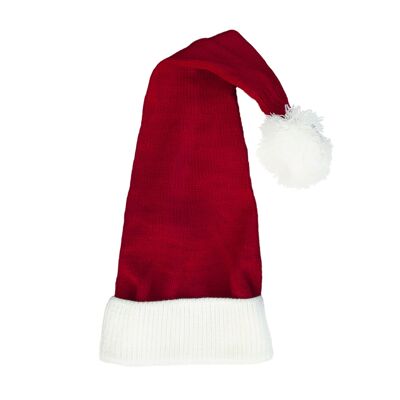 Flach gestrickte Weihnachtsmütze in klassischem Rot und Weiß