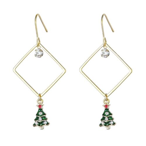 Christmas earrings "Rhombs with X-mas Trees"
