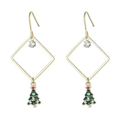 Boucles d'oreilles de Noël "Rhombs avec des arbres de Noël"