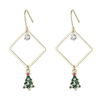 Boucles d'oreilles de Noël "Rhombs avec des arbres de Noël" 1