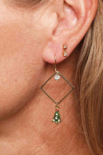 Boucles d'oreilles de Noël "Rhombs avec des arbres de Noël" 2