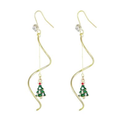 Boucles d'oreilles de Noël "Spirales avec sapins de Noël"