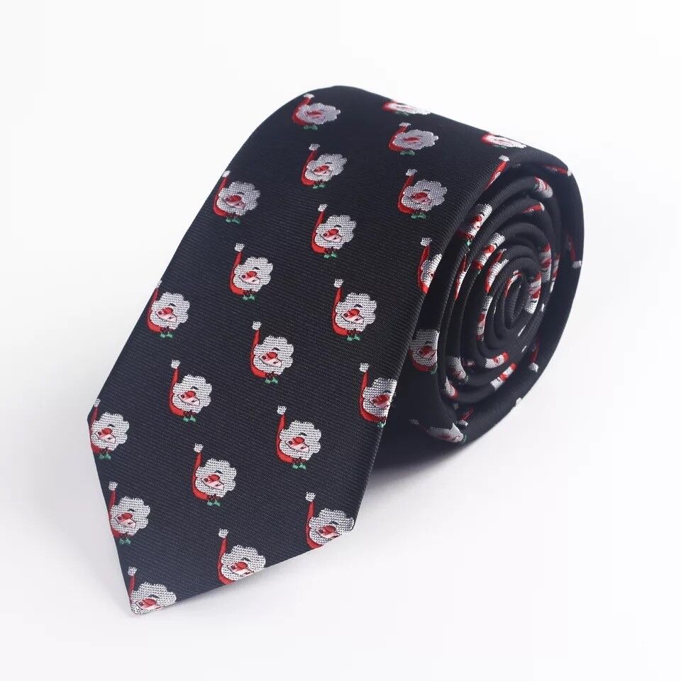 Cravatta natalizia "Nera con Babbo Natale"