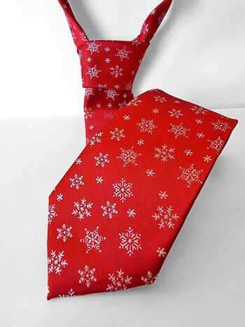 Cravate de Noël "Rouge avec des flocons de neige" 4