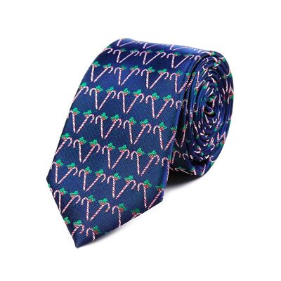 Christmas Tie "Blue with Candy Canes"