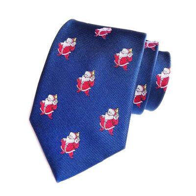Cravate de Noël "Bleu avec le Père Noël"