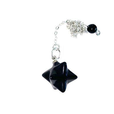 Pendel aus schwarzem Obsidian - Merkaba