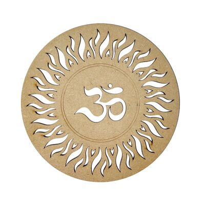 OM and Sun reloading plate - Carved wood