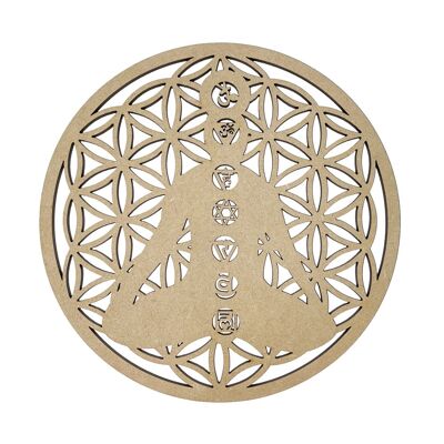 Reloading plate Flower of Life 7 Chakras - Carved wood