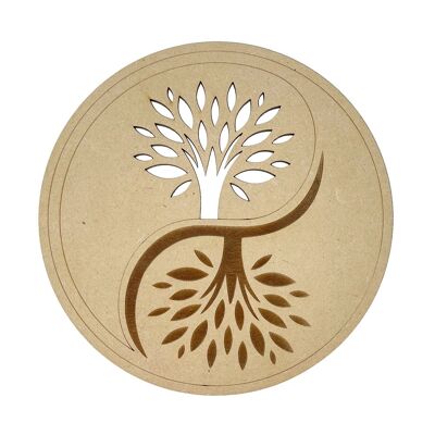 Reloading plate Tree of life Yin Yang - Carved wood