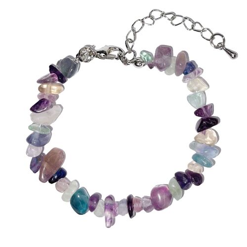 Bracelet Fluorite multicolore - Baroque avec fermoir - 19 à 23cm