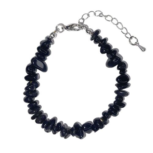 Bracelet Obsidienne noire - Baroque avec fermoir - 19 à 23cm