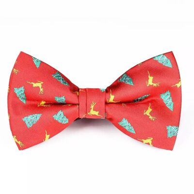 Christmas bowtie "Red with Reindeers and Trees"