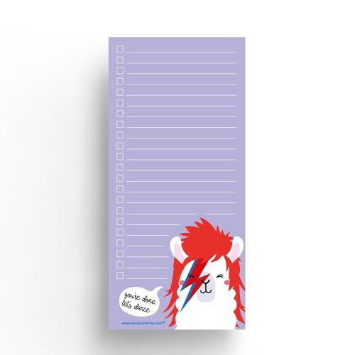 David Bowie Llama to do list notepad