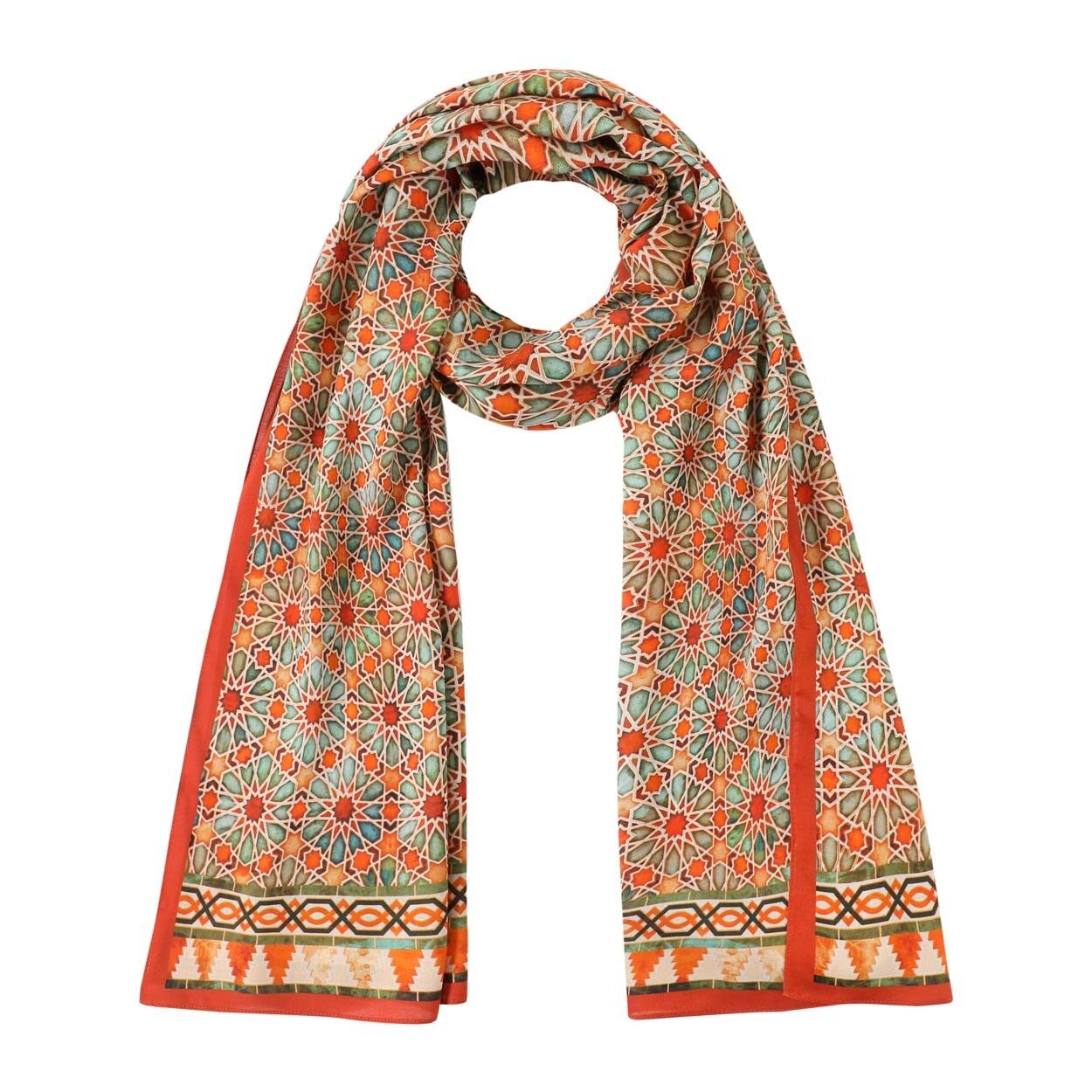 Sciarpa geometrica Zellige arancione - 100% Modal - (180x65 cm)