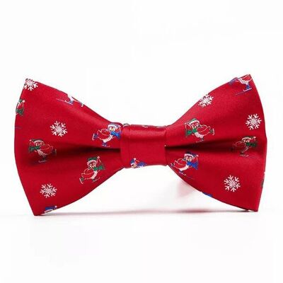 Christmas bowtie "Red with Ice Skating Penguins"
