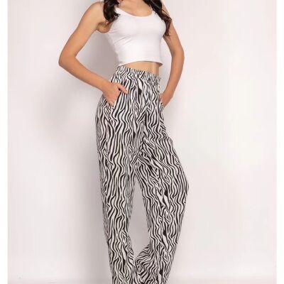 Flowing pants with zebra pattern