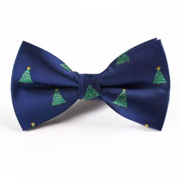 Noeud papillon de Noël "Bleu avec sapins de Noël" 1