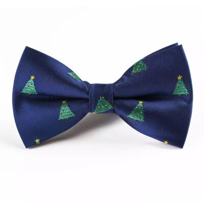 Pajarita navideña "Azul con árboles de Navidad"